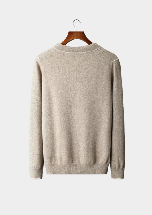 Premium Cashmere Two Tone Button Polo | Auremmont