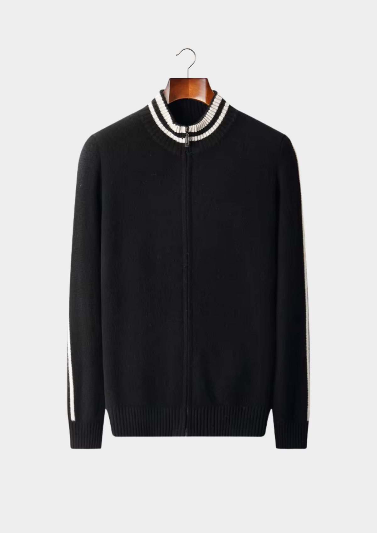 Pure Extra-Fine Merino Wool Two Tone Zip Cardigan | Auremmont