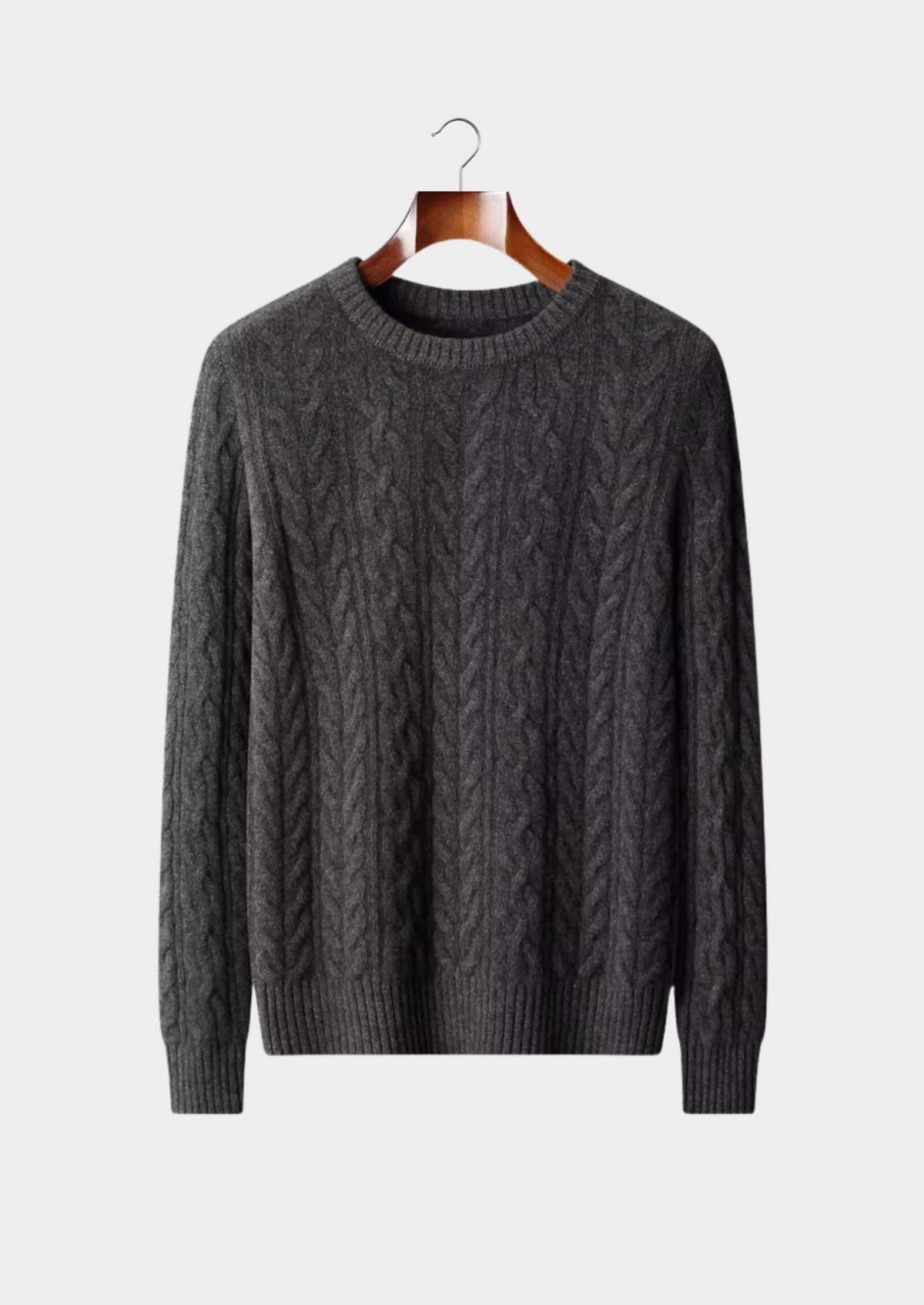 Pure Extra-Fine Merino Wool Cable Knit Crewneck | Auremmont