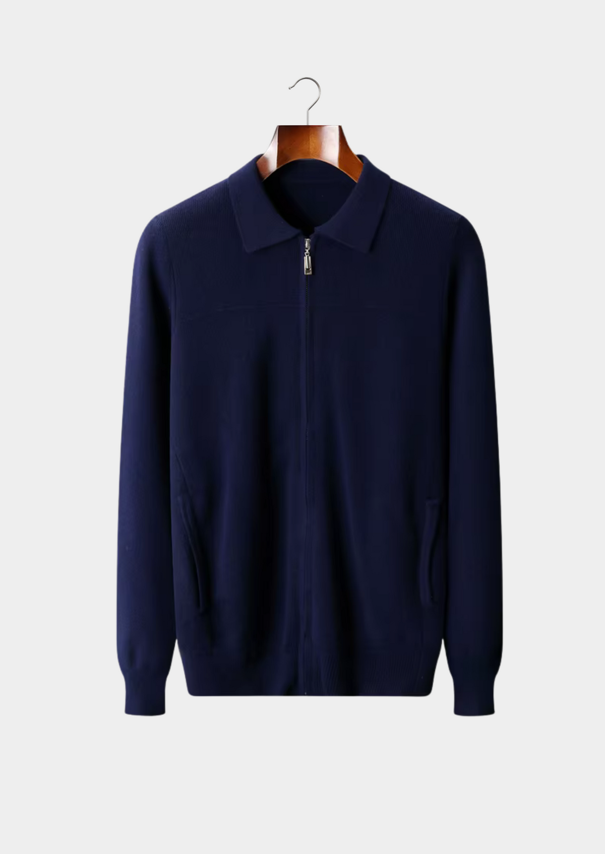 Pure Extra-Fine Merino Wool Ribbed Polo Cardigan | Auremmont