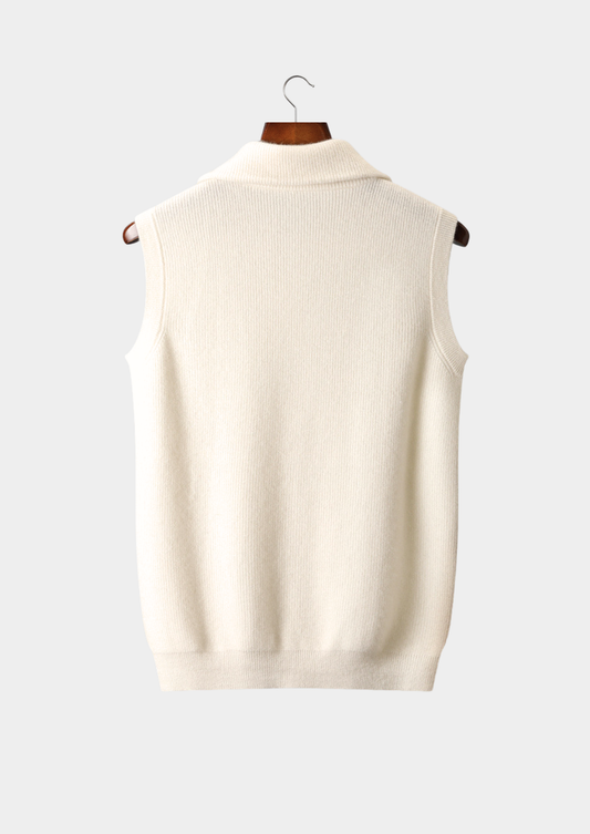 Pure Cashmere Ivory Body Warmer Vest | Auremmont