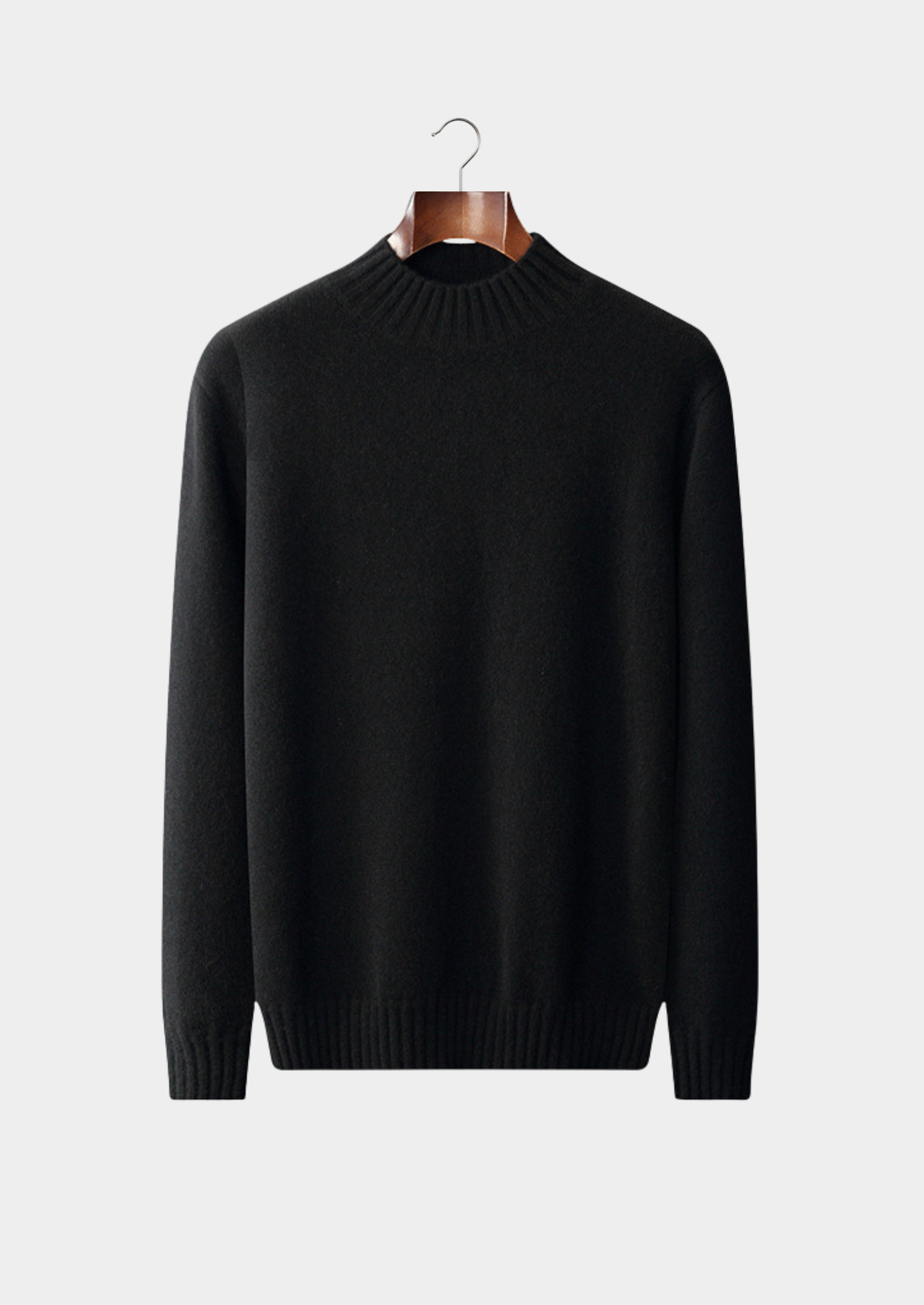 Pure Cashmere Black Mockneck Sweater | Auremmont