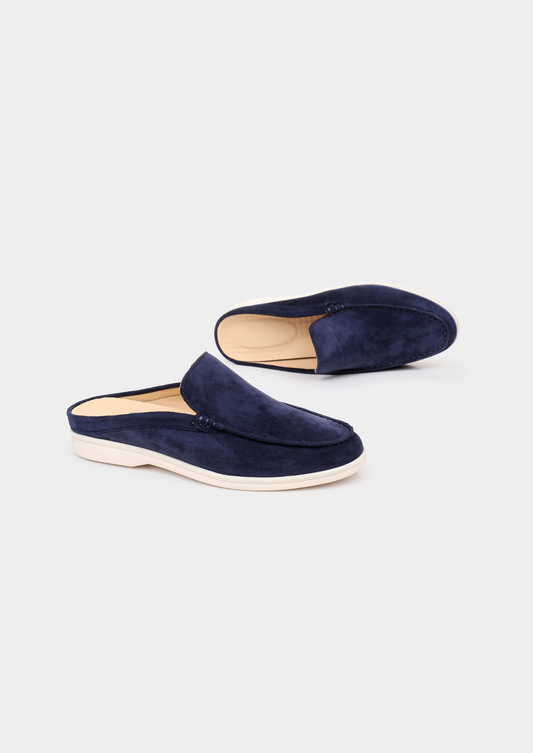 Navy Blue Marina Suede Slipper | Auremmont