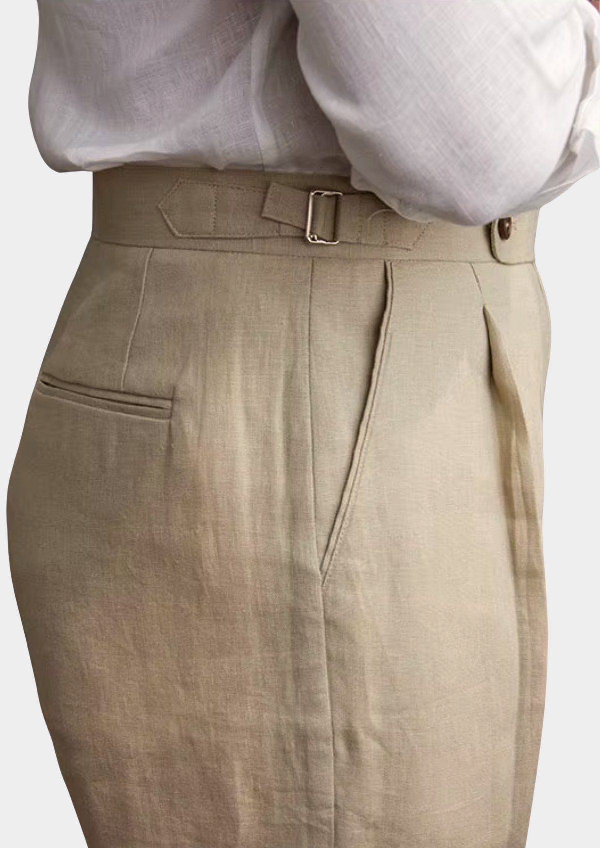 Tuscany Pleated Coastal Trousers - Sand | Auremmont