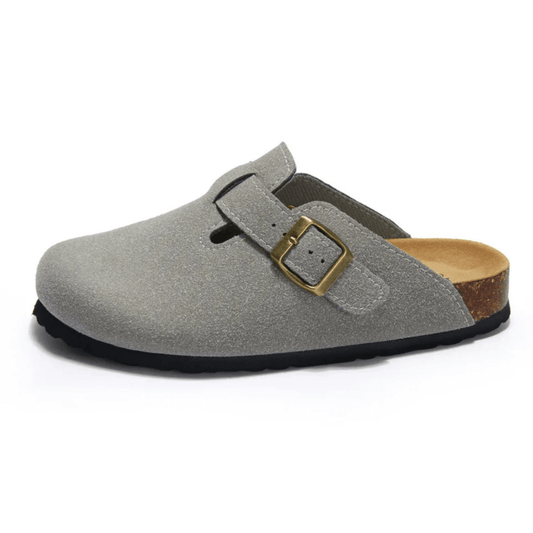 Auremmont Suede Boston Clogs - Light Grey