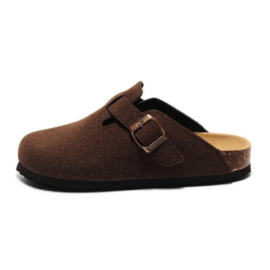 Auremmont Suede Boston Clogs - Dark Brown