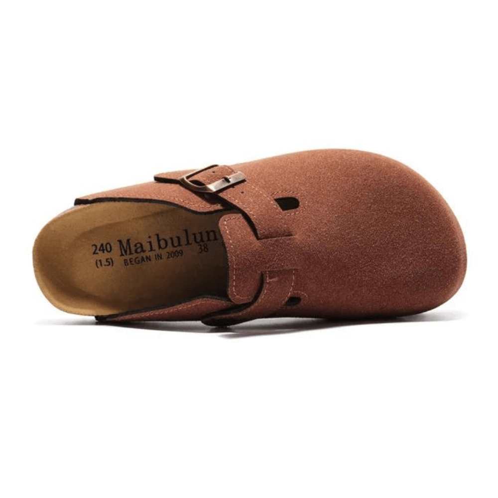 Auremmont Suede Boston Clogs - Chestnut
