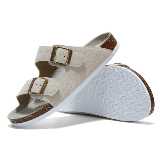 Maibulun Suede Arizona Sandals - Cream | Auremmont