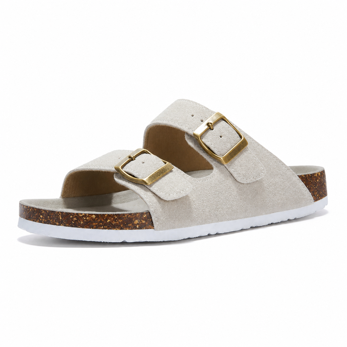 Maibulun Suede Arizona Sandals - Cream | Auremmont
