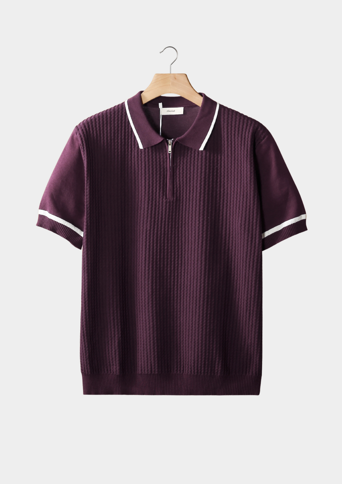 Purple Contrast Trim Zipper Polo | Auremmont