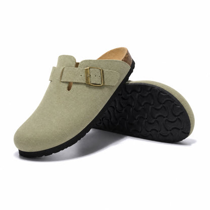 Auremmont Suede Boston Clogs - Matcha Green