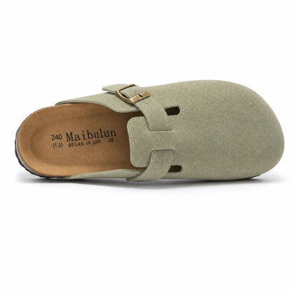 Auremmont Suede Boston Clogs - Matcha Green