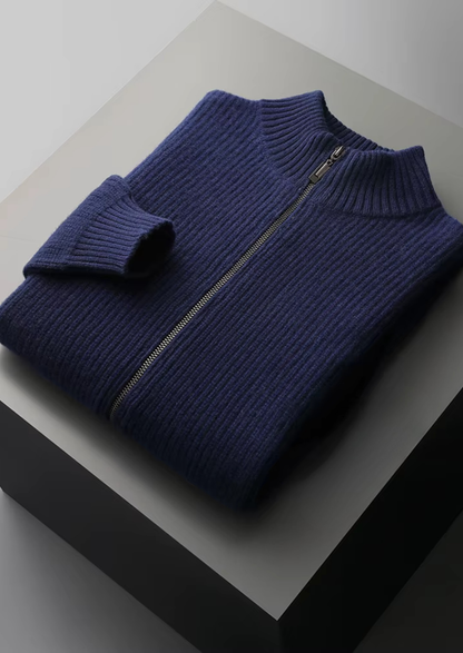 Pure Extra-Fine Merino Wool Ribbed Cardigan | Auremmont