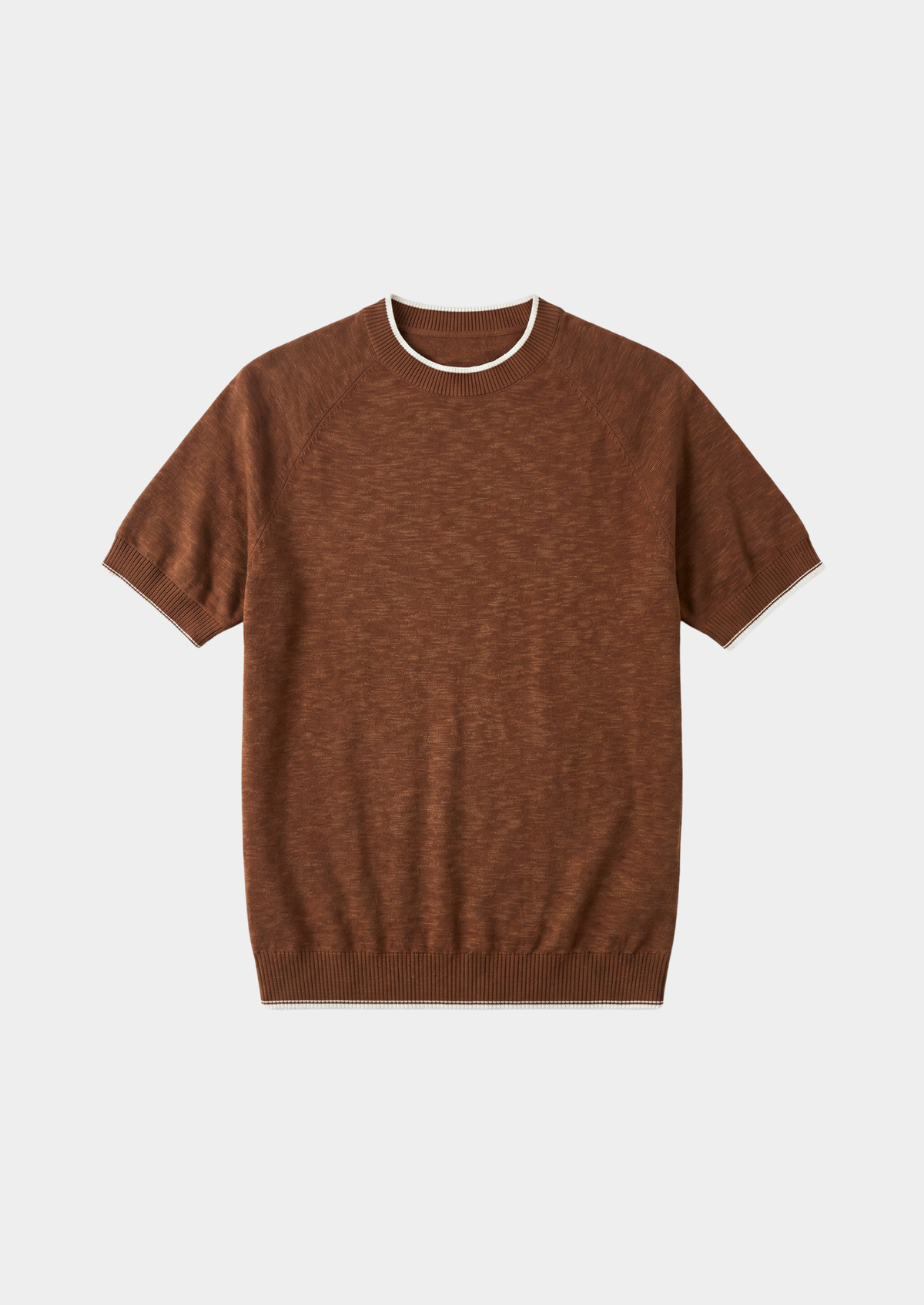 Capri Caramel Linen Contrast T-Shirt | Auremmont