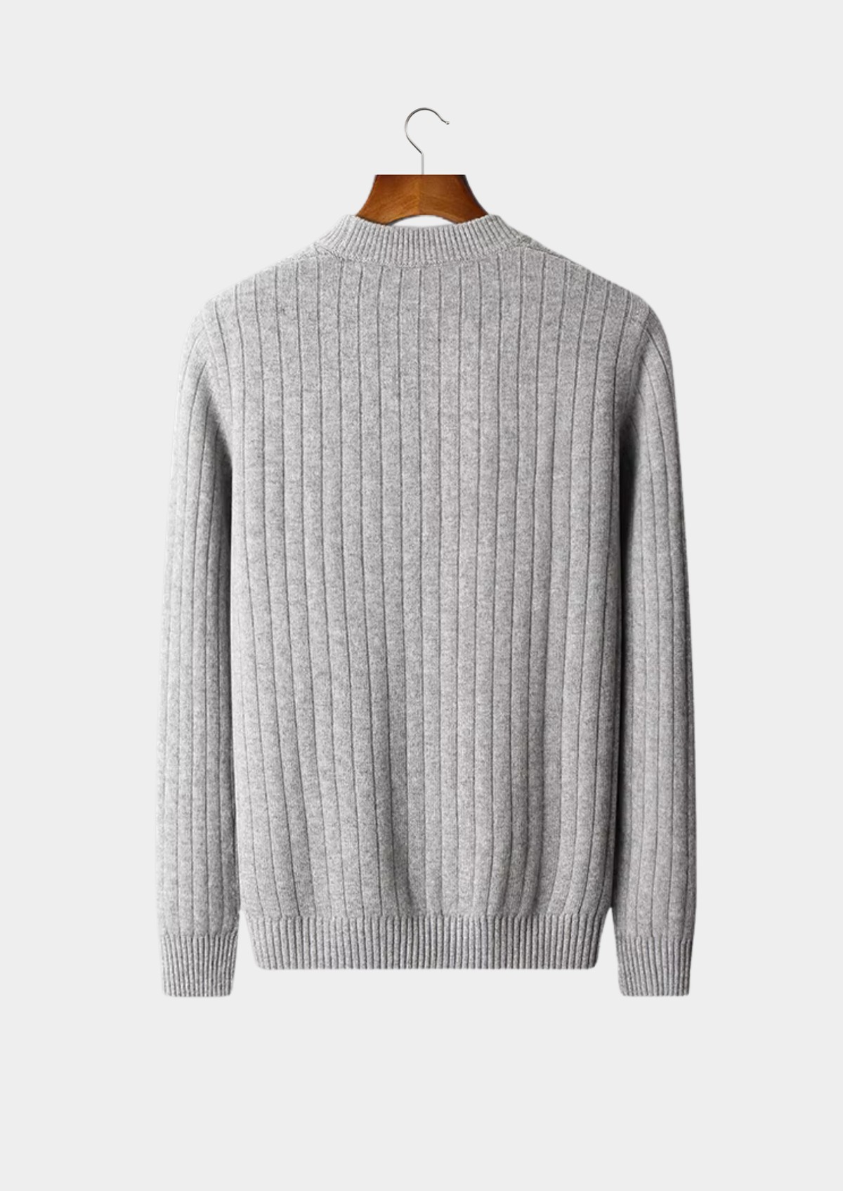 Pure Extra-Fine Merino Wool Herringbone Crewneck | Auremmont