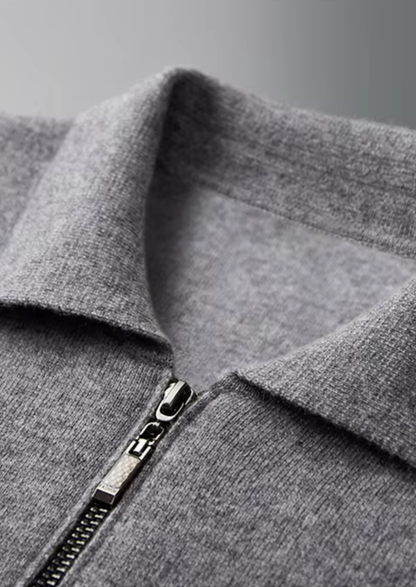 Pure Extra-Fine Merino Wool Polo Zip Cardigan | Auremmont