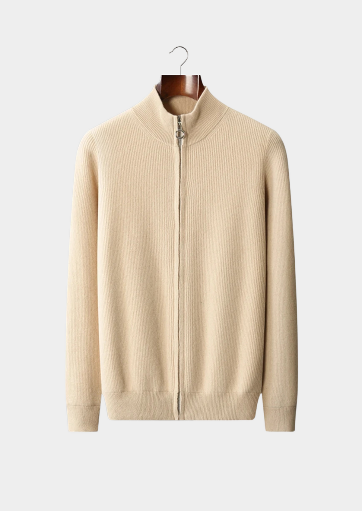 Pure Extra-Fine Merino Wool Ribbed Zip Cardigan | Auremmont