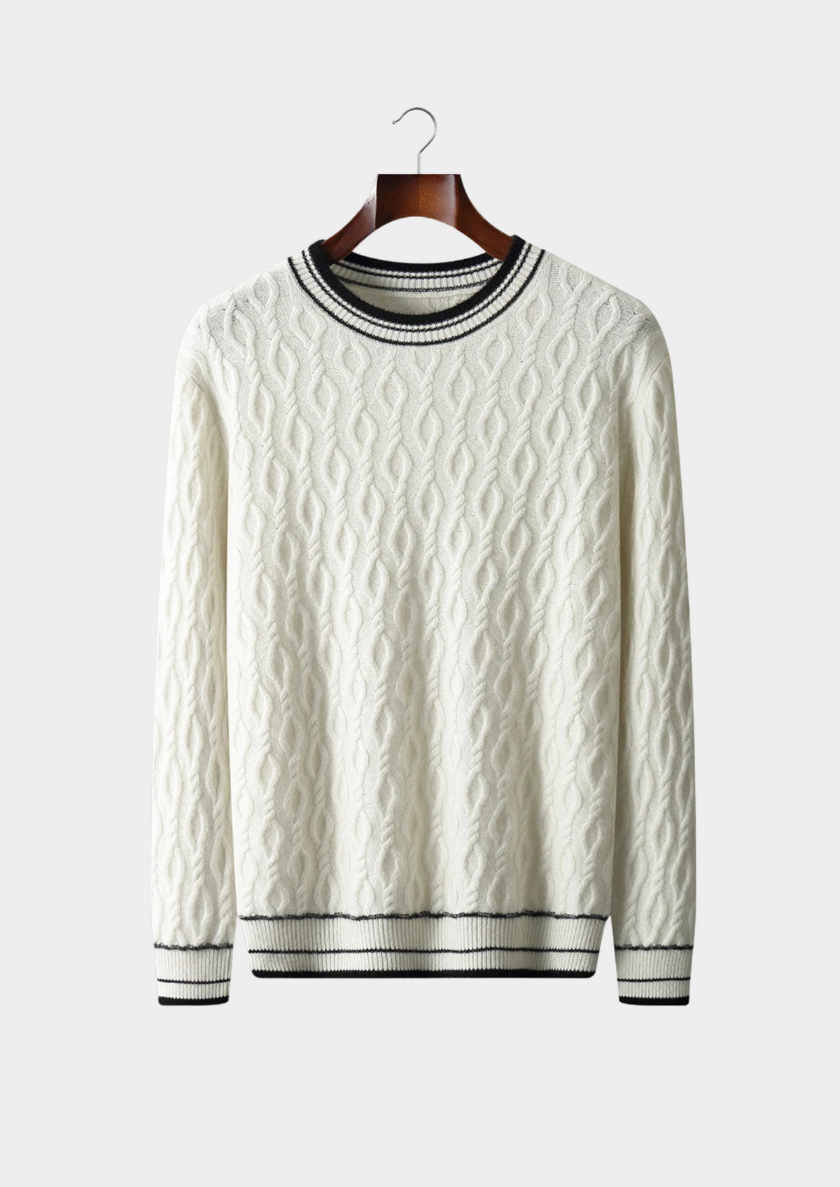 Pure Extra-Fine Merino Wool Jacquard Crewneck | Auremmont