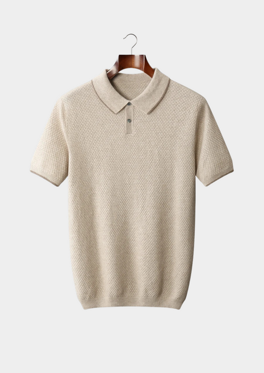 Premium Cashmere Ivory Two-Tone Polo | Auremmont