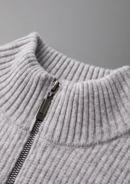 Pure Extra-Fine Merino Wool Ribbed Cardigan | Auremmont