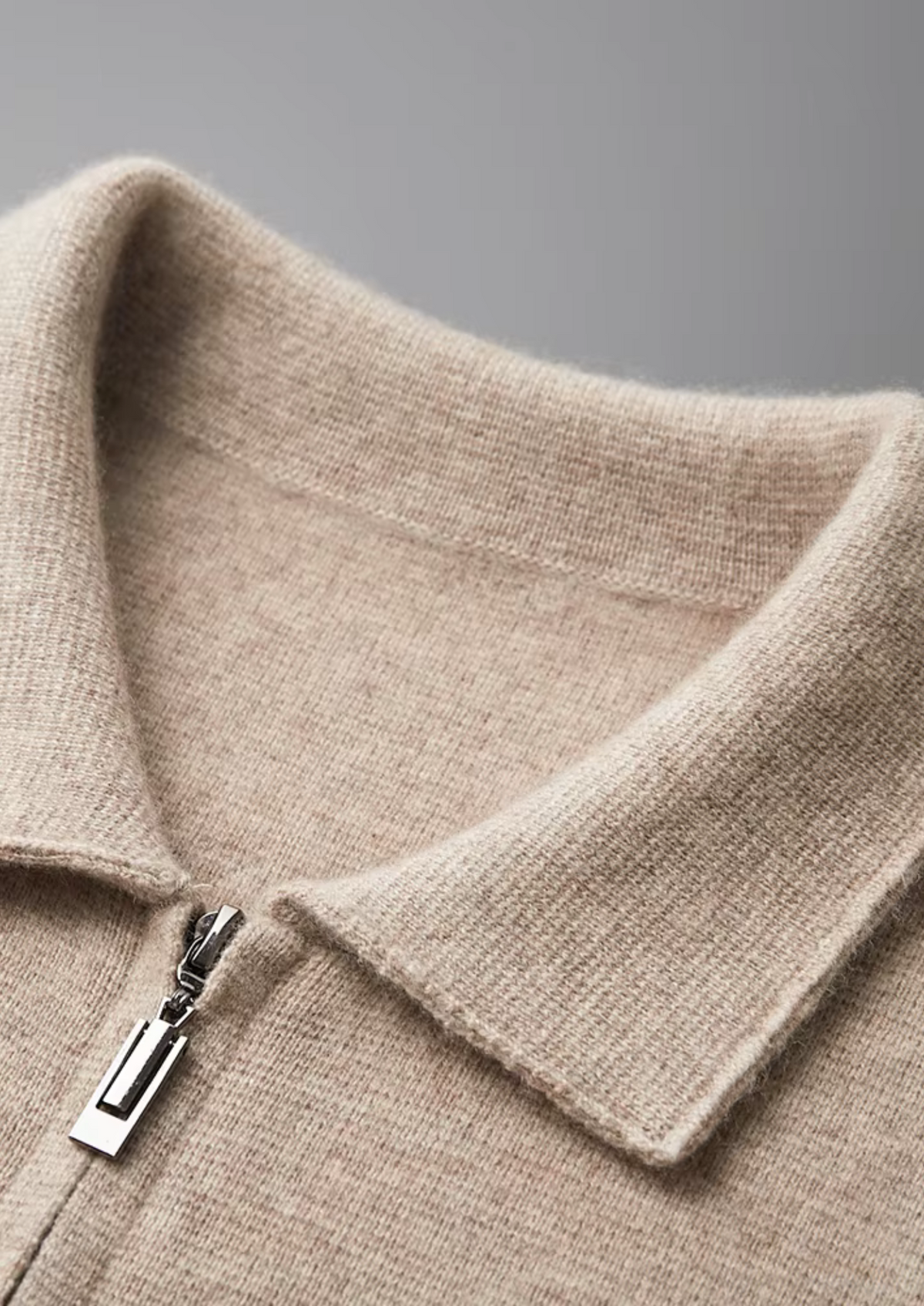 Pure Extra-Fine Merino Wool Zip Polo Cardigan | Auremmont