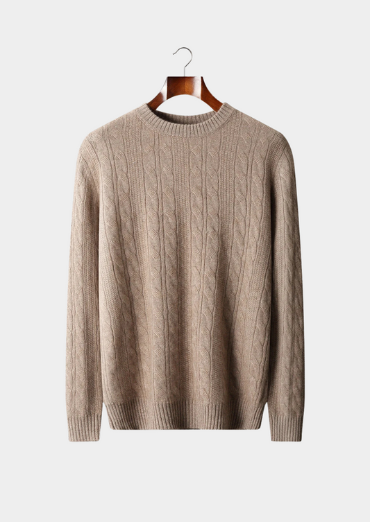 Pure Extra-Fine Merino Wool Cable Crewneck | Auremmont