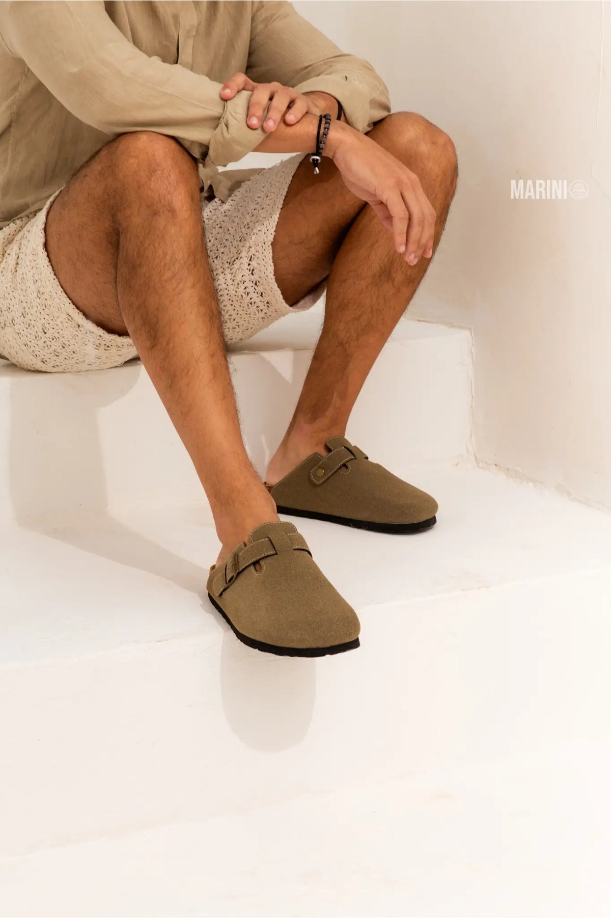 Auremmont Suede Boston Clogs - Moss Green