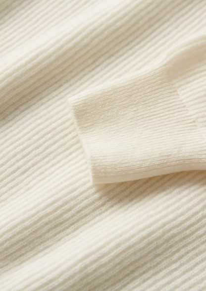Premium Cashmere Classic Ribbed Henley Sweater | Auremmont