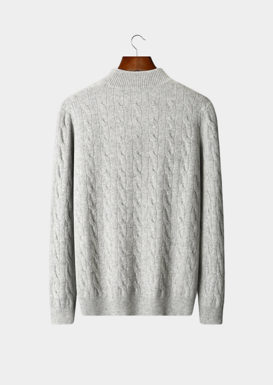 Pure Extra-Fine Merino Wool Cable Half Zip | Auremmont