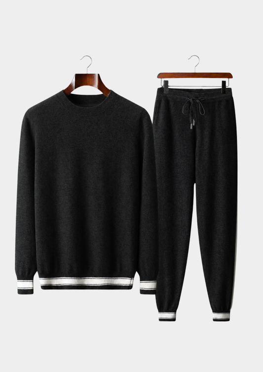 Premium Cashmere Black Vienna Leisure Set | Auremmont
