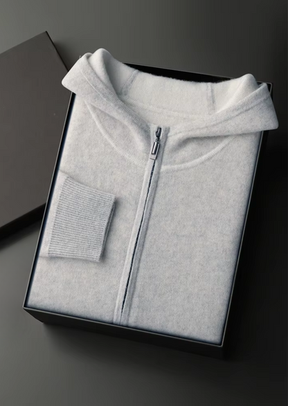 Premium Cashmere Two Tone Zipper Hoodie | Auremmont