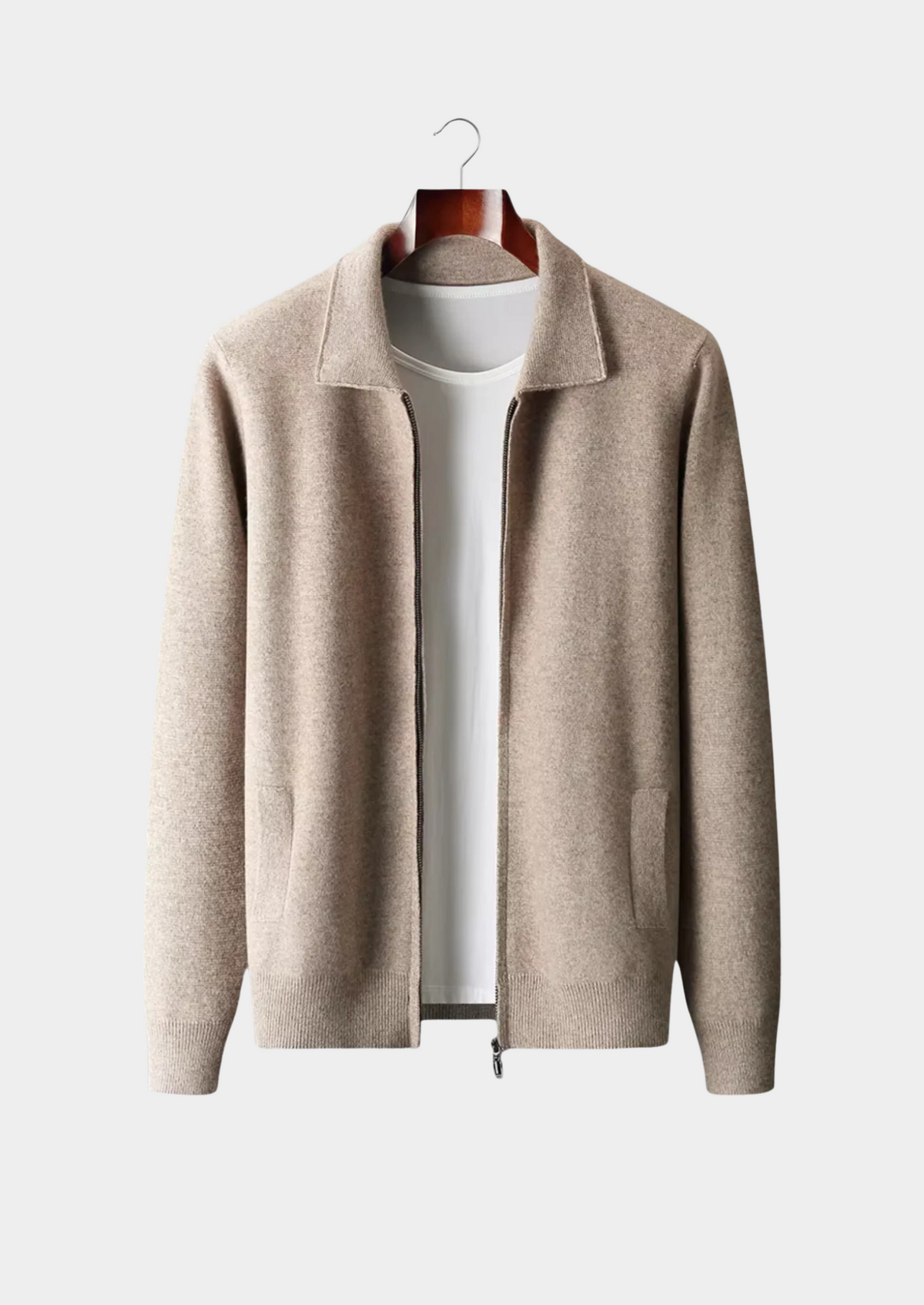 Pure Extra-Fine Merino Wool Zip Polo Cardigan | Auremmont