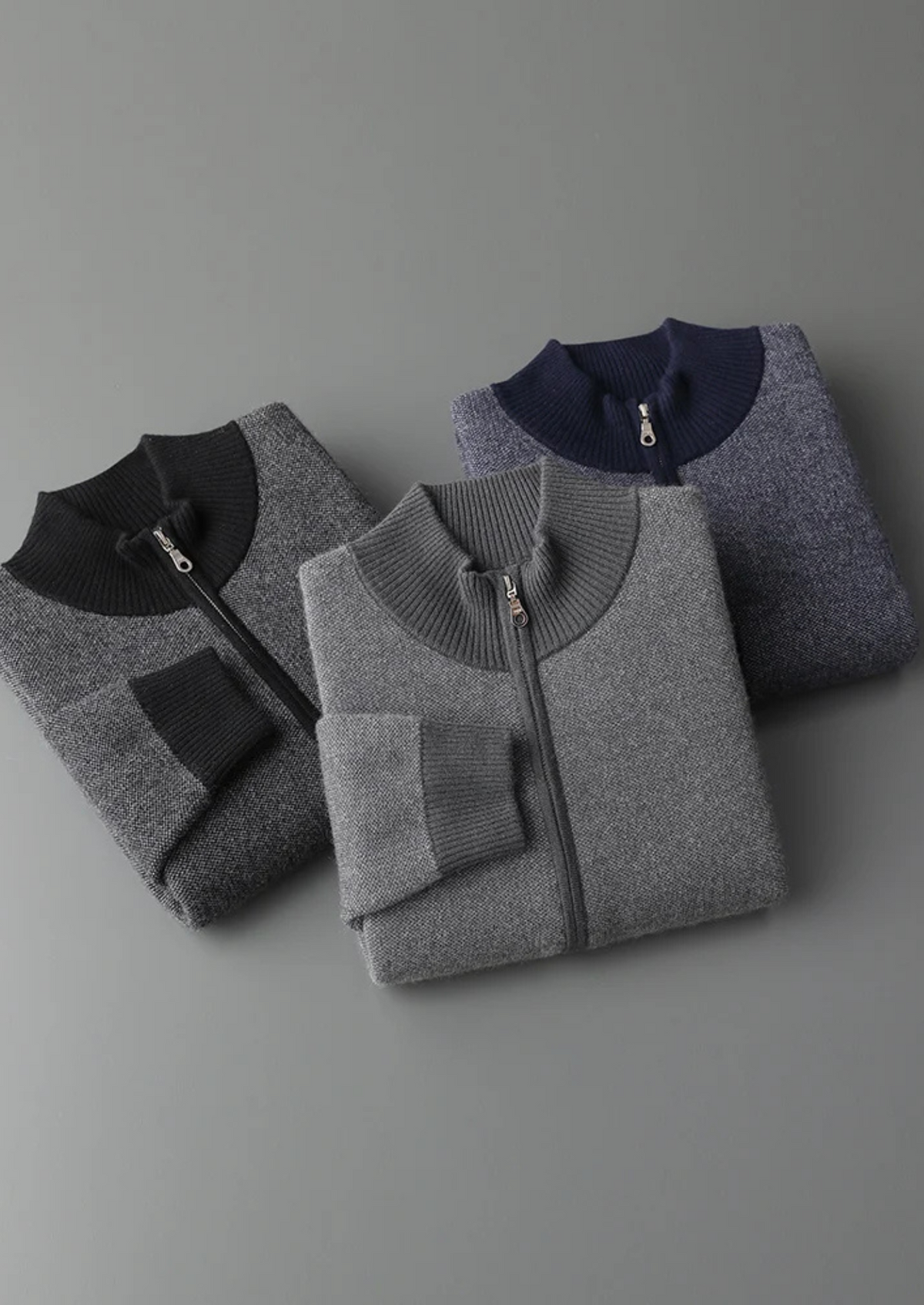 Premium Cashmere Jacquard Zip Cardigan | Auremmont