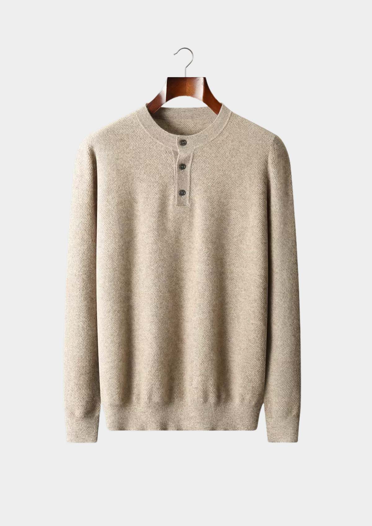 Premium Cashmere Classic Henley Sweater | Auremmont