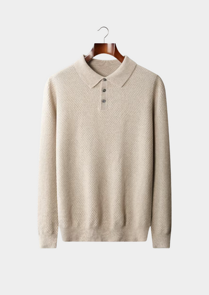 Premium Cashmere Textured Sweater Polo | Auremmont