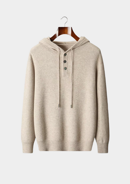 Pure Extra-Fine Merino Wool Button Hoodie | Auremmont
