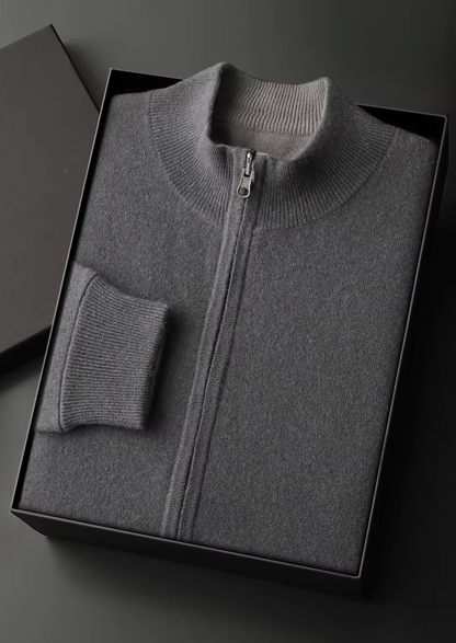 Pure Extra-Fine Merino Wool Zip Cardigan | Auremmont