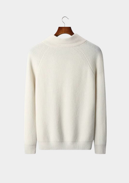 Premium Cashmere Ribbed V-Neck Sweater | Auremmont