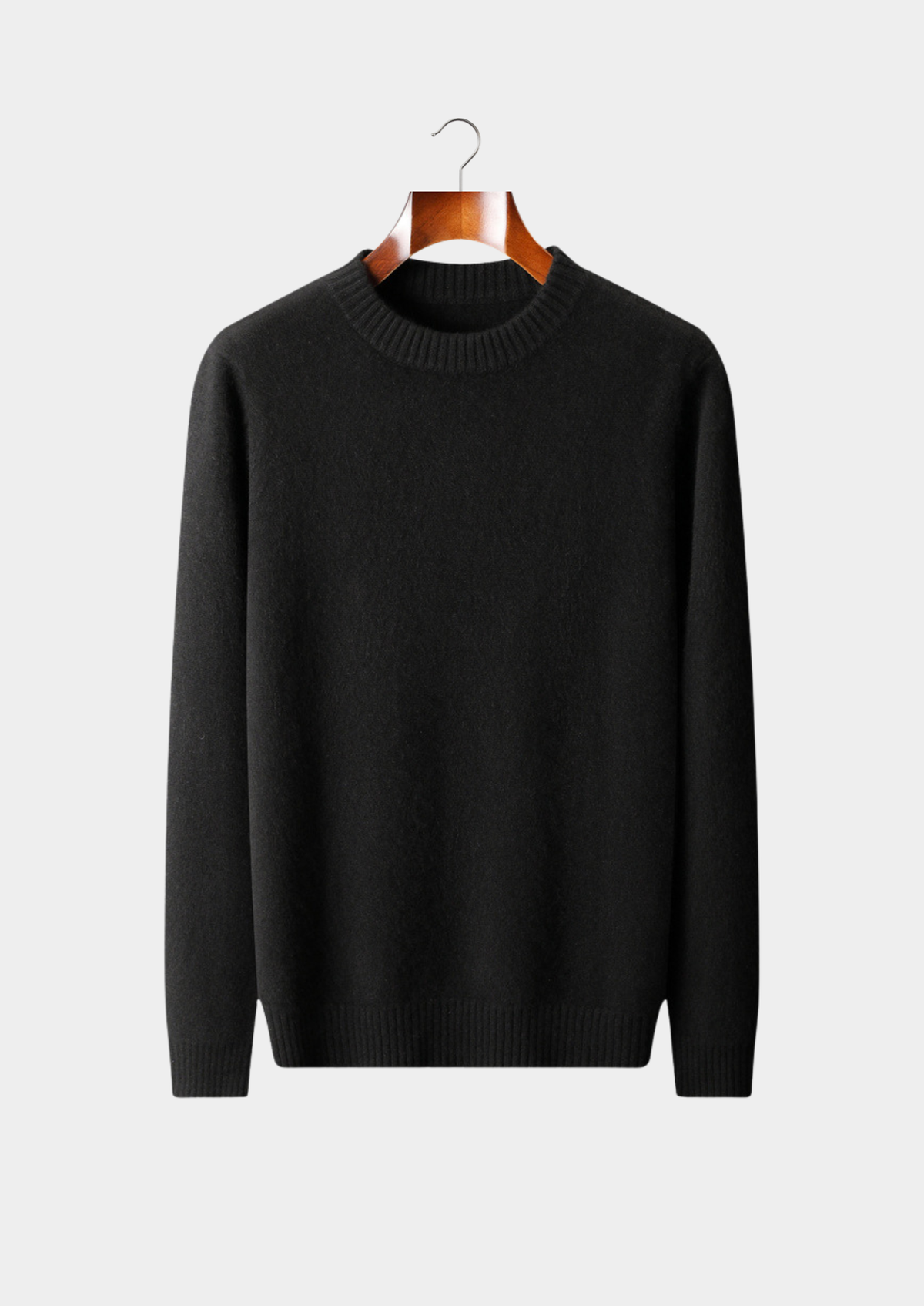 Pure Cashmere Black Essential Crewneck | Auremmont