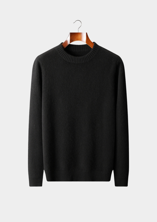Pure Cashmere Black Essential Crewneck | Auremmont