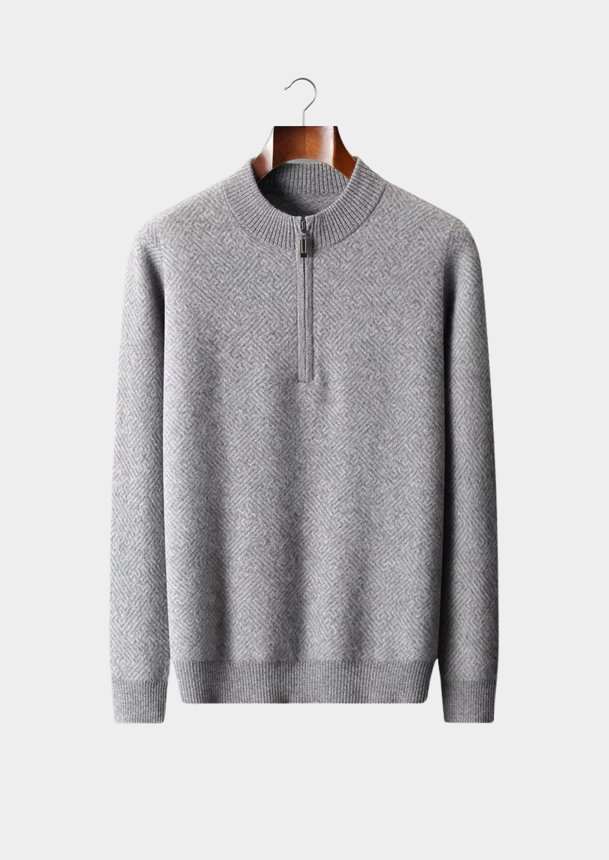 Premium Cashmere Patterned Half-Zip Sweater | Auremmont