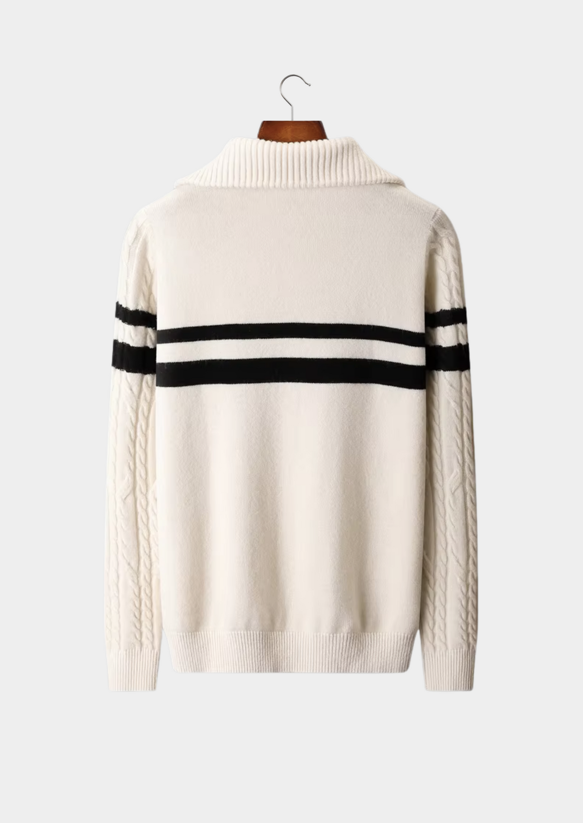 Pure Extra-Fine Merino Wool Striped Half-Zip Sweater | Auremmont