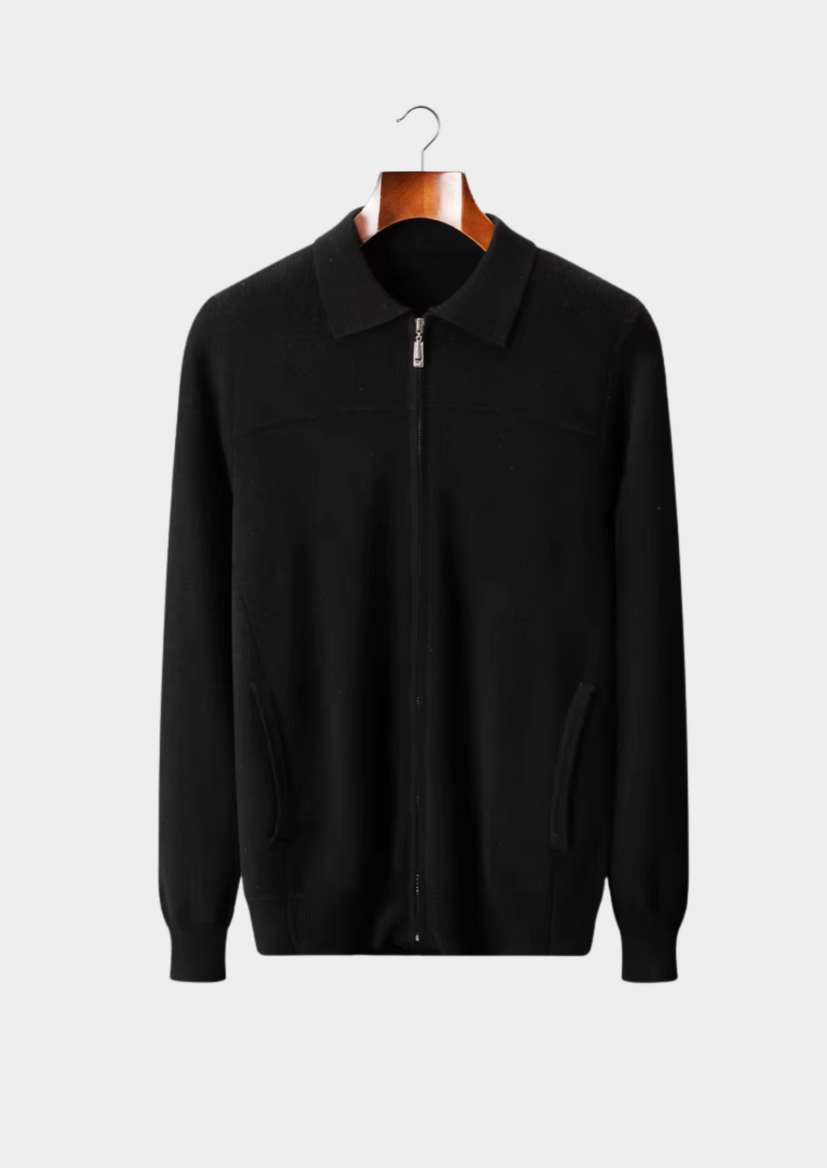 Pure Extra-Fine Merino Wool Ribbed Polo Cardigan | Auremmont