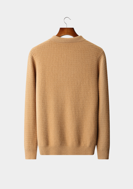 Pure Cashmere Caramel Textured Button Cardigan | Auremmont