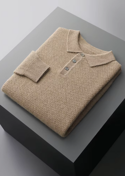 Premium Cashmere Textured Sweater Polo | Auremmont