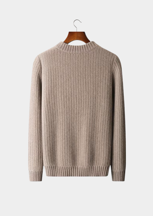 Pure Cashmere Beige Heavyweight Crewneck | Auremmont