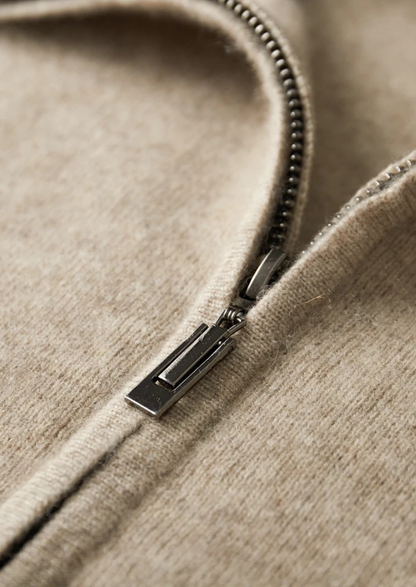 Premium Cashmere Zip Polo Cardigan | Auremmont