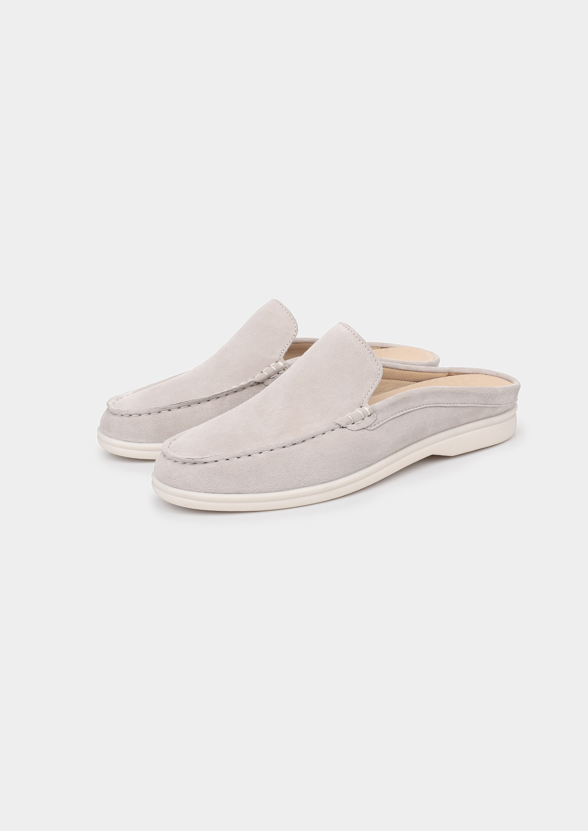Light Gray Marina Suede Slipper | Auremmont