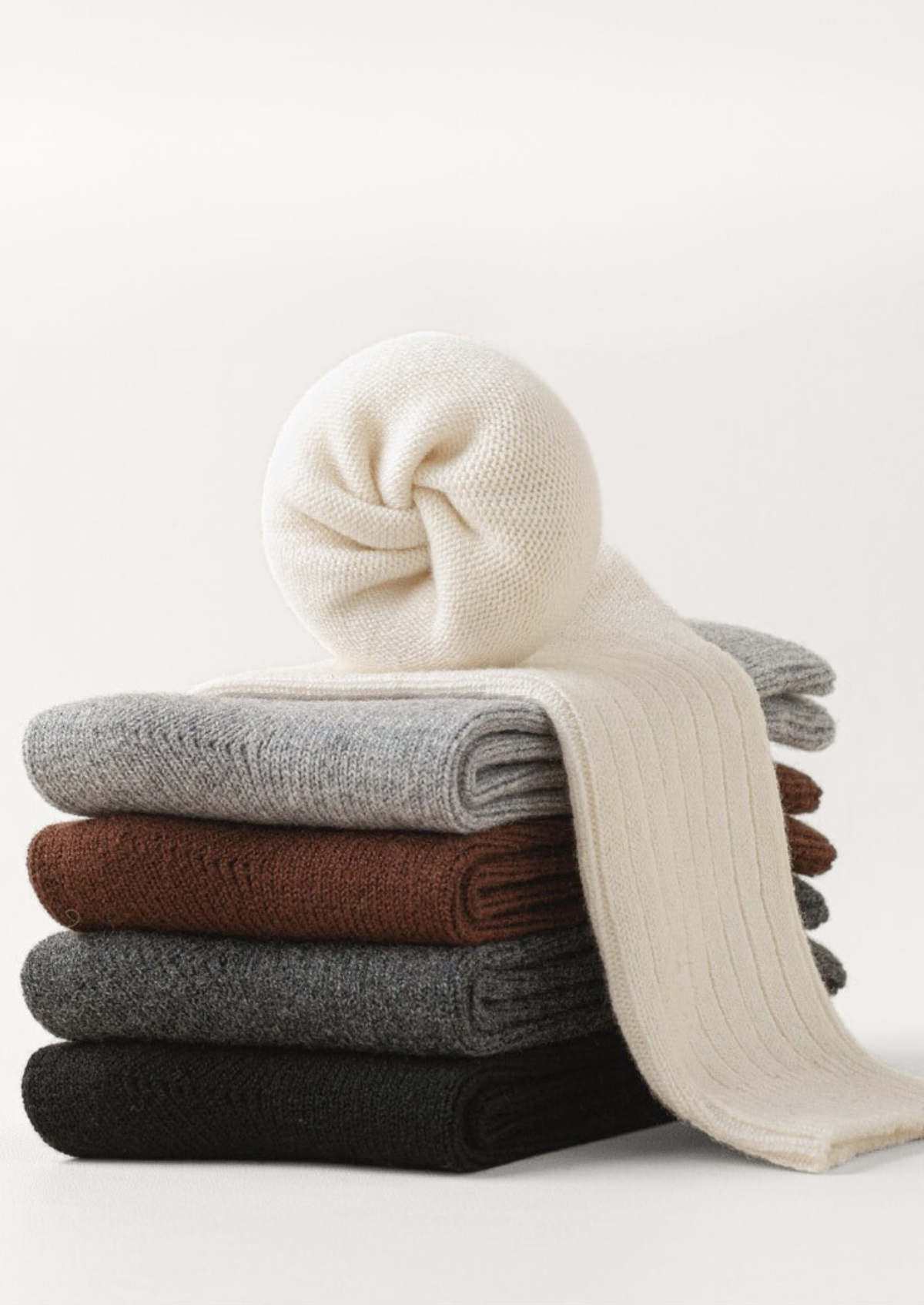 Ivory Ultra-Soft Ribbed Merino Wool Socks | Auremmont