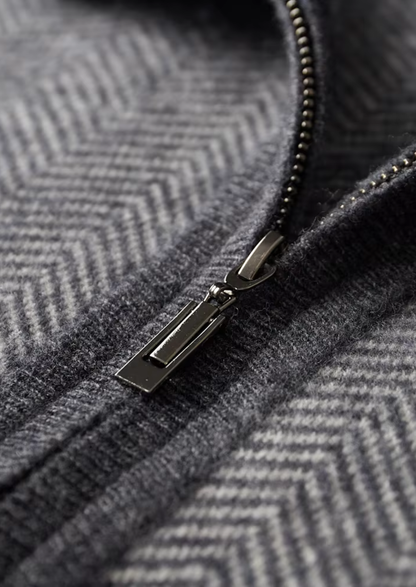 Pure Extra-Fine Merino Wool Gray Herringbone Set | Auremmont